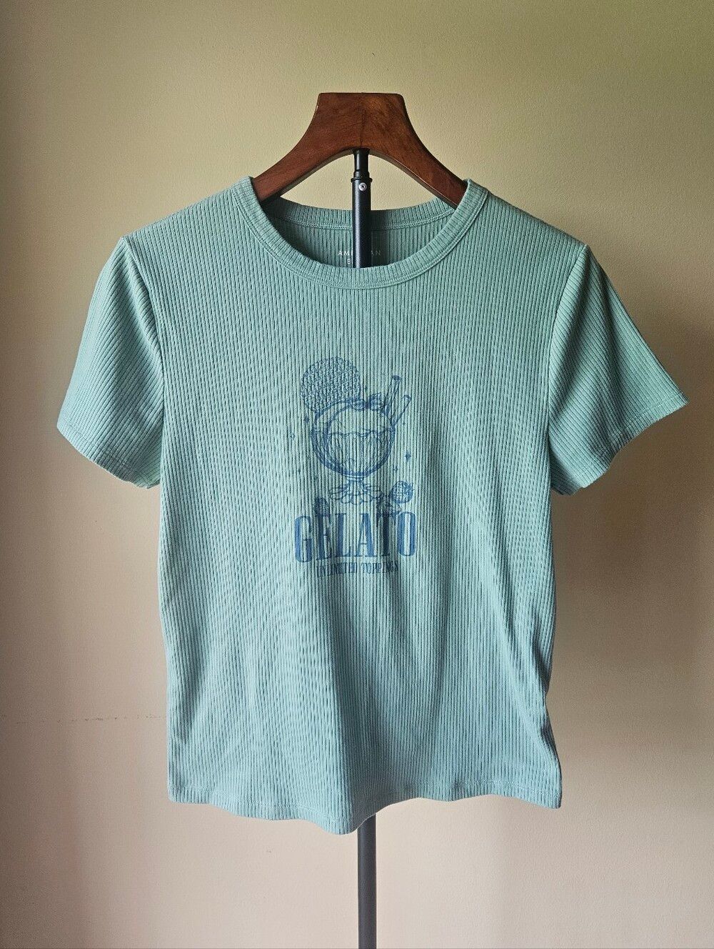 American Eagle Outfitters Mint Ribbed Gelato Graphic Tee Size XL